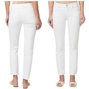 Theory Slim Ankle Pants White Stretch Cotton Zip Hem Size 0